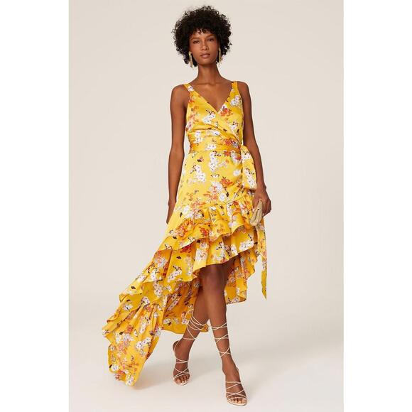 Bronx and Banco Yellow Floral Narciss Dress Size 2 with Fabric Snags